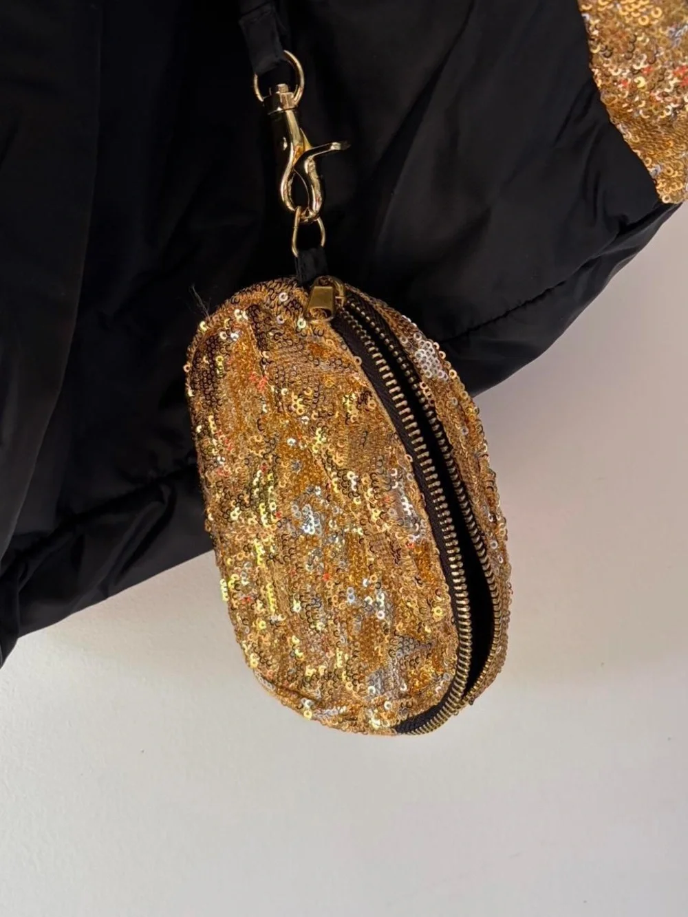 Victoria's Secret Black Tote with Gold Sequin Sides